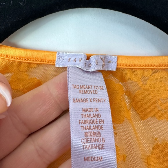Savage x Fenty Strap Up Long-Sleeve Lace Slip Yellow Amber (Size M) - Picture 7 of 13